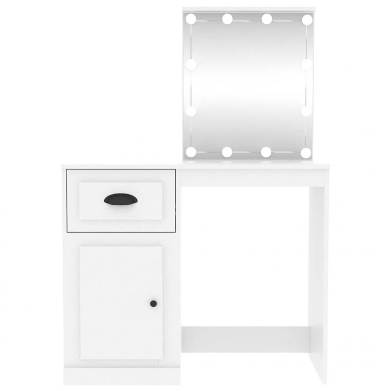 Toaletka z LED, biała, 90x50x132,5 cm, materiał drewnopochodny