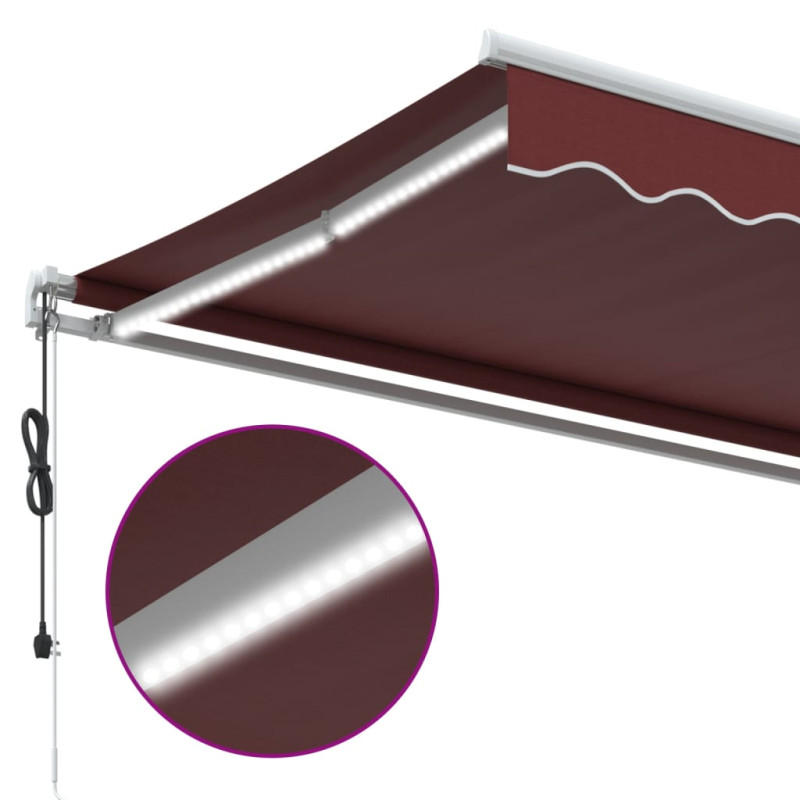 Automatycznie zwijana markiza z LED, burgundowa, 400x300 cm