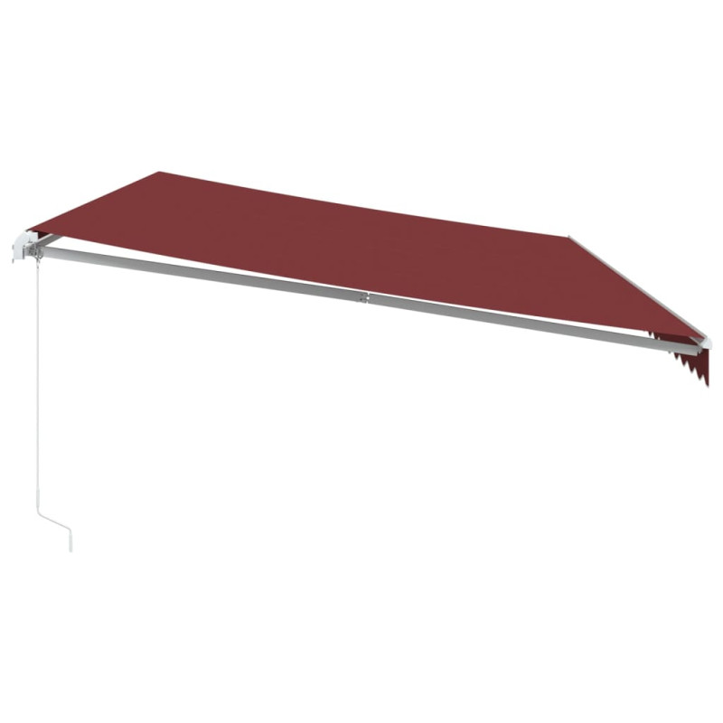Ręcznie zwijana markiza z LED, burgundowa, 600x300 cm