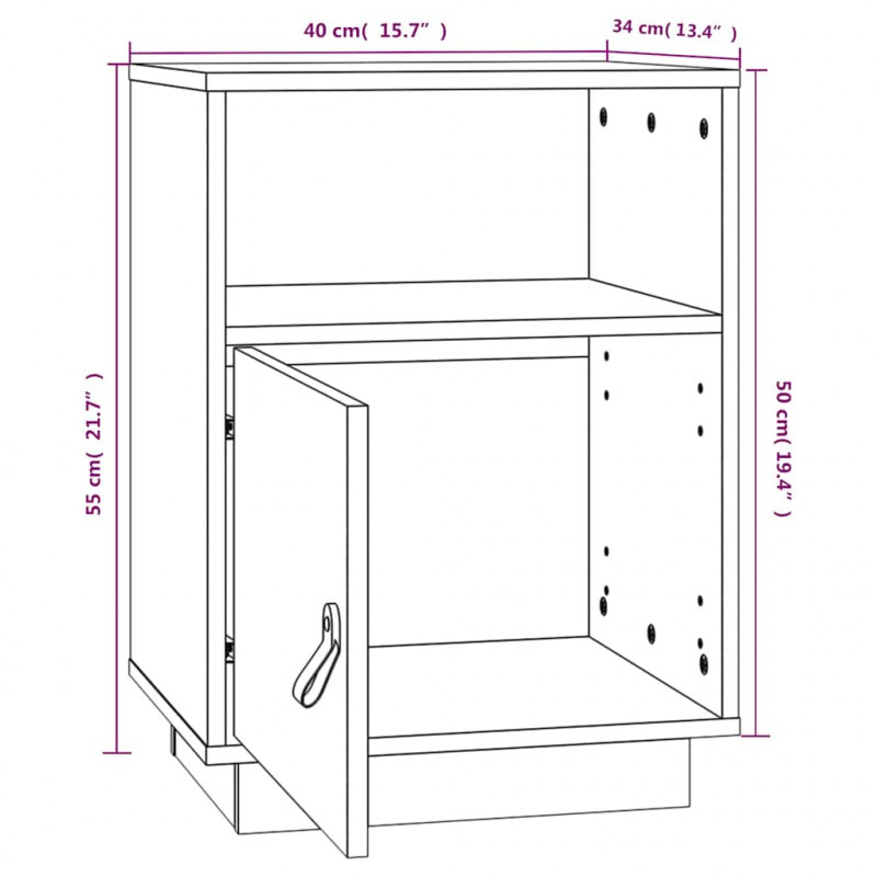 Szafki nocne, 2 szt., 40x34x55 cm, lite drewno sosnowe