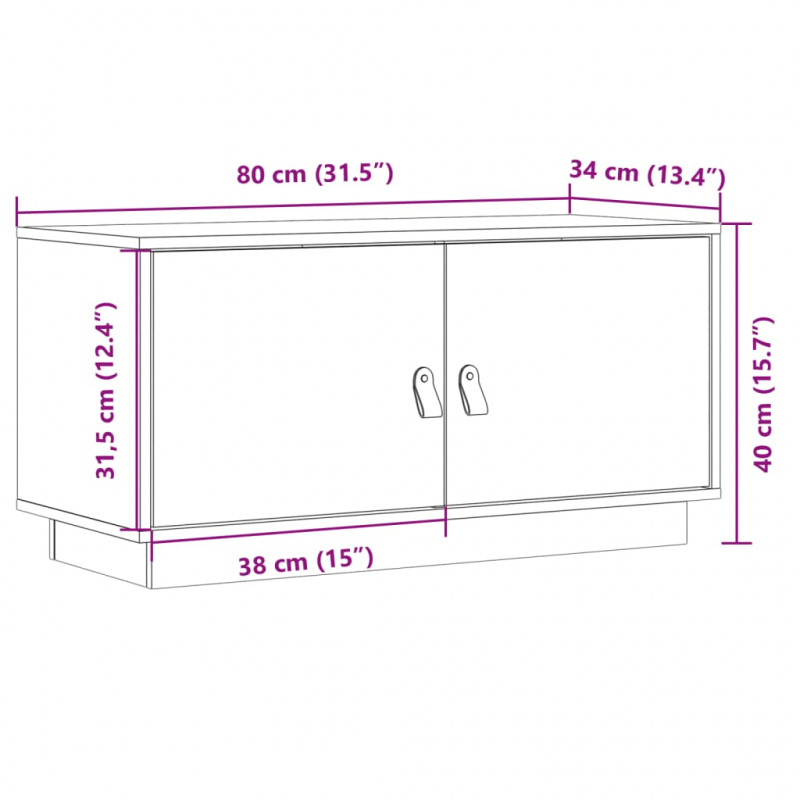 Szafka pod TV, 80x34x40 cm, lite drewno sosnowe