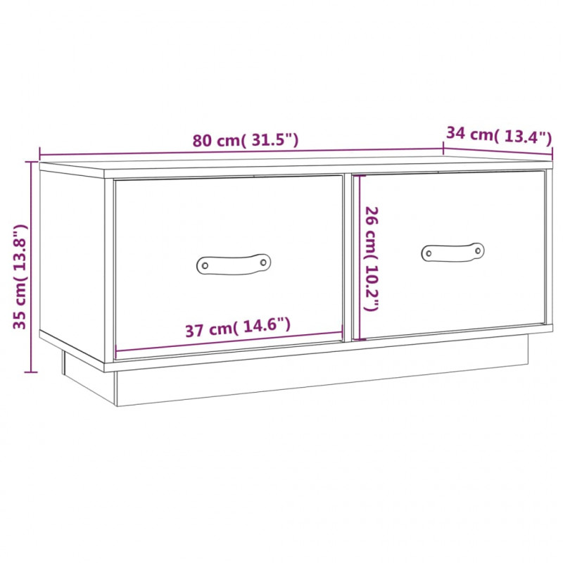 Szafka pod TV, szara, 80x34x35 cm, lite drewno sosnowe