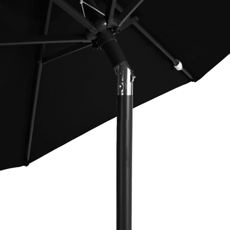 Parasol ogrodowy na stalowym słupku, czarny, 225x225x212 cm