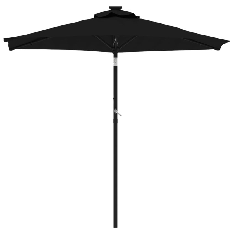 Parasol ogrodowy LED, stalowy słupek, czarny, 225x225x212 cm