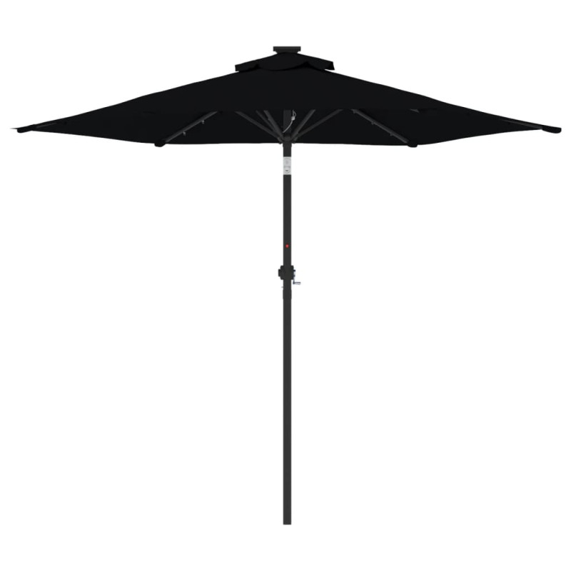 Parasol ogrodowy LED, stalowy słupek, czarny, 225x225x212 cm