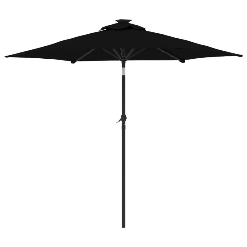 Parasol ogrodowy LED, stalowy słupek, czarny, 225x225x212 cm
