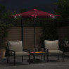 Parasol ogrodowy LED, stalowy słupek, bordowy, 225x225x212 cm