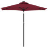 Parasol ogrodowy LED, stalowy słupek, bordowy, 225x225x212 cm