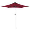 Parasol ogrodowy LED, stalowy słupek, bordowy, 225x225x212 cm