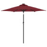 Parasol ogrodowy LED, stalowy słupek, bordowy, 225x225x212 cm