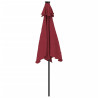Parasol ogrodowy LED, stalowy słupek, bordowy, 225x225x212 cm