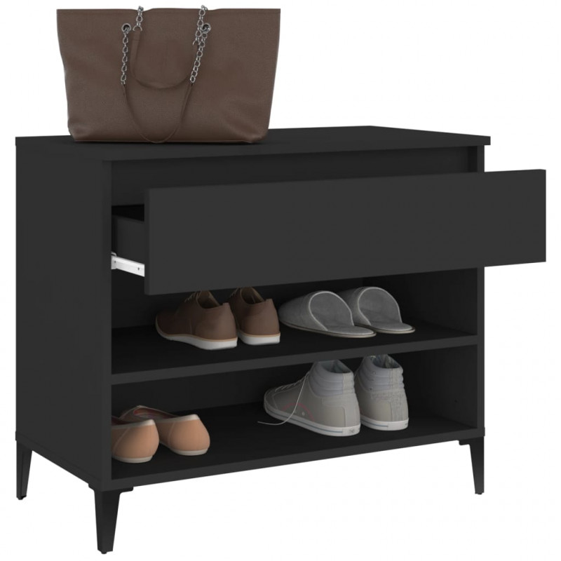 Szafka na buty, czarna, 70x36x60 cm, materiał drewnopochodny