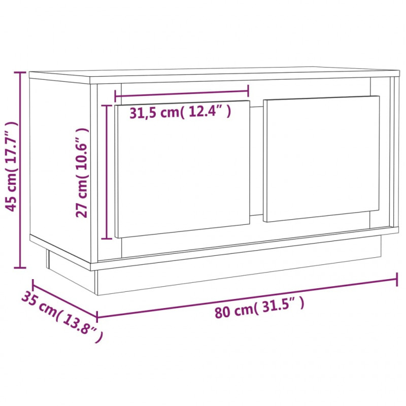 Szafka pod TV, szarość betonu, 80x35x45 cm