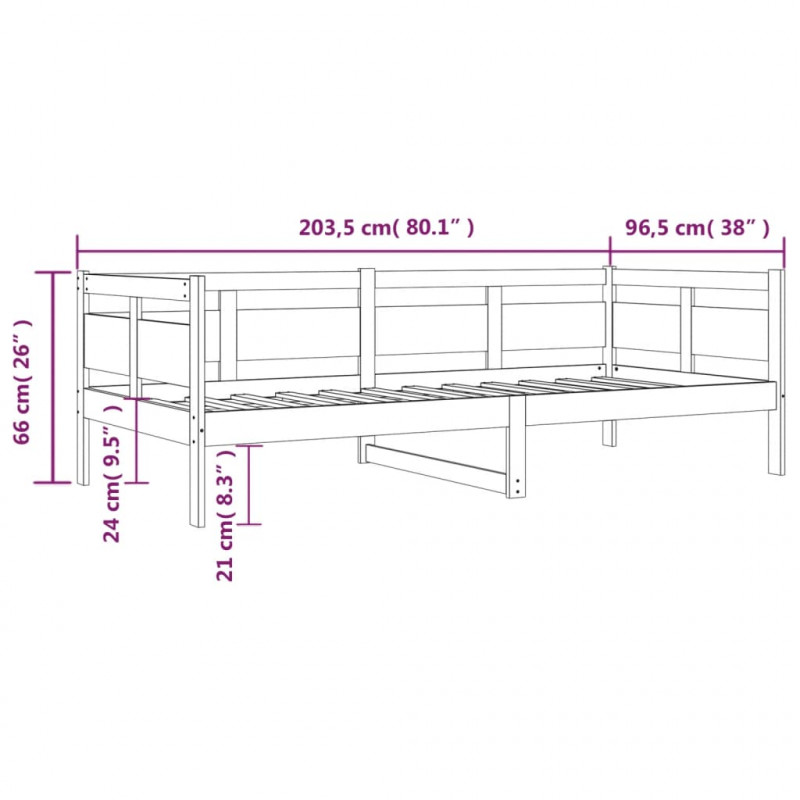 Łóżko dzienne, białe, lite drewno sosnowe, 90x200 cm
