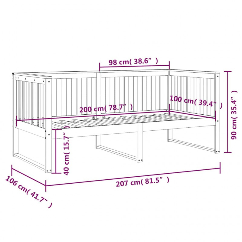 Łóżko dzienne bez materaca 100x200 cm lite drewno sosnowe