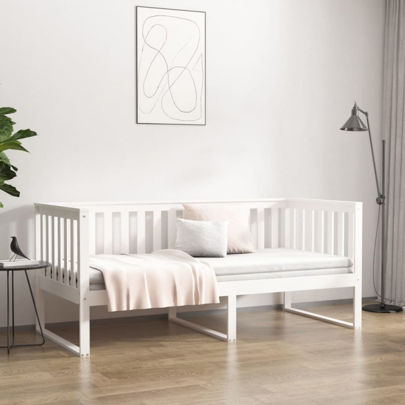 Łóżko dzienne bez materaca białe 100x200 cm lite drewno sosnowe