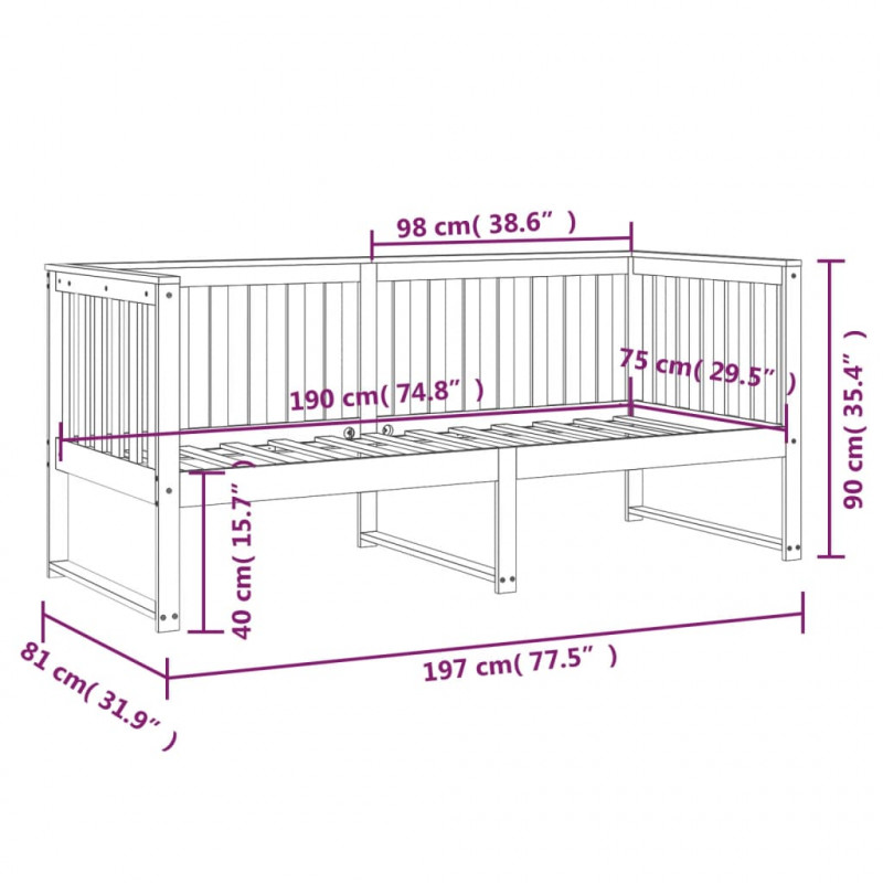 Łóżko dzienne bez materaca 75x190 cm lite drewno sosnowe