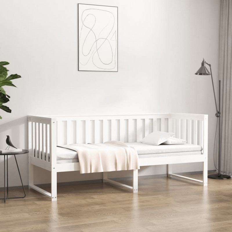 Łóżko dzienne bez materaca białe 75x190 cm lite drewno sosnowe