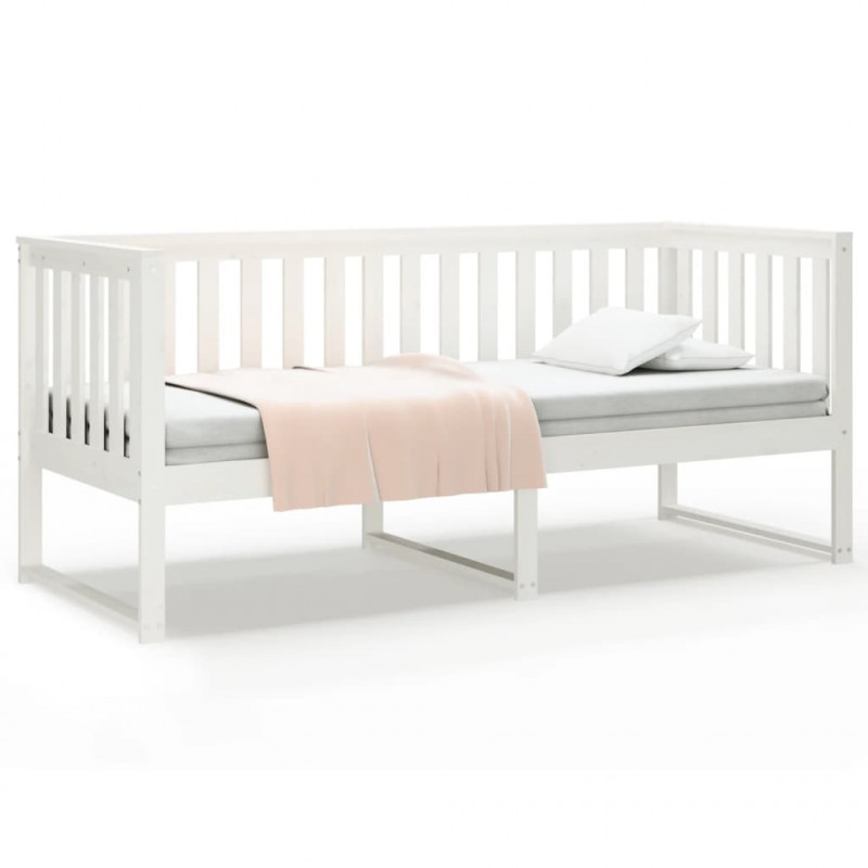 Łóżko dzienne bez materaca białe 75x190 cm lite drewno sosnowe