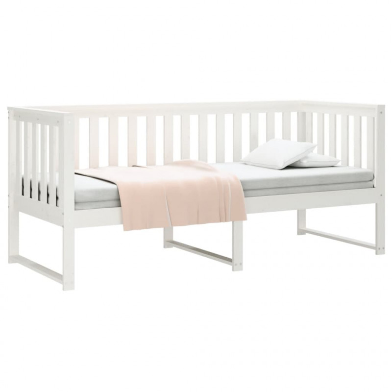 Łóżko dzienne bez materaca białe 75x190 cm lite drewno sosnowe