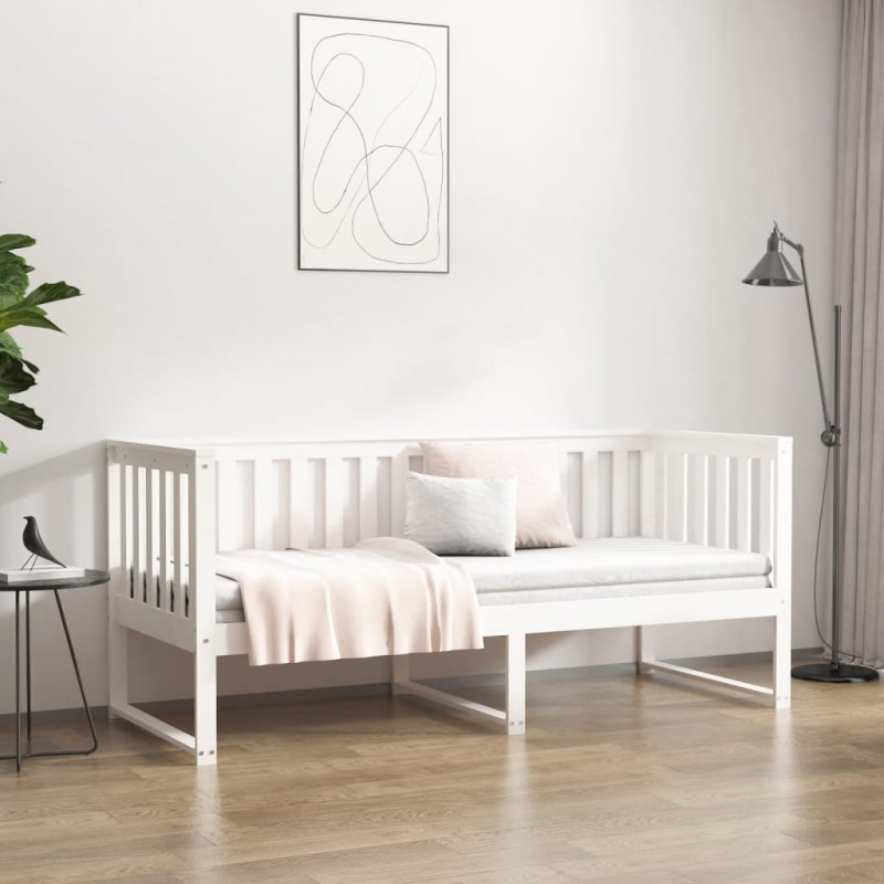 Łóżko dzienne bez materaca białe 75x190 cm lite drewno sosnowe