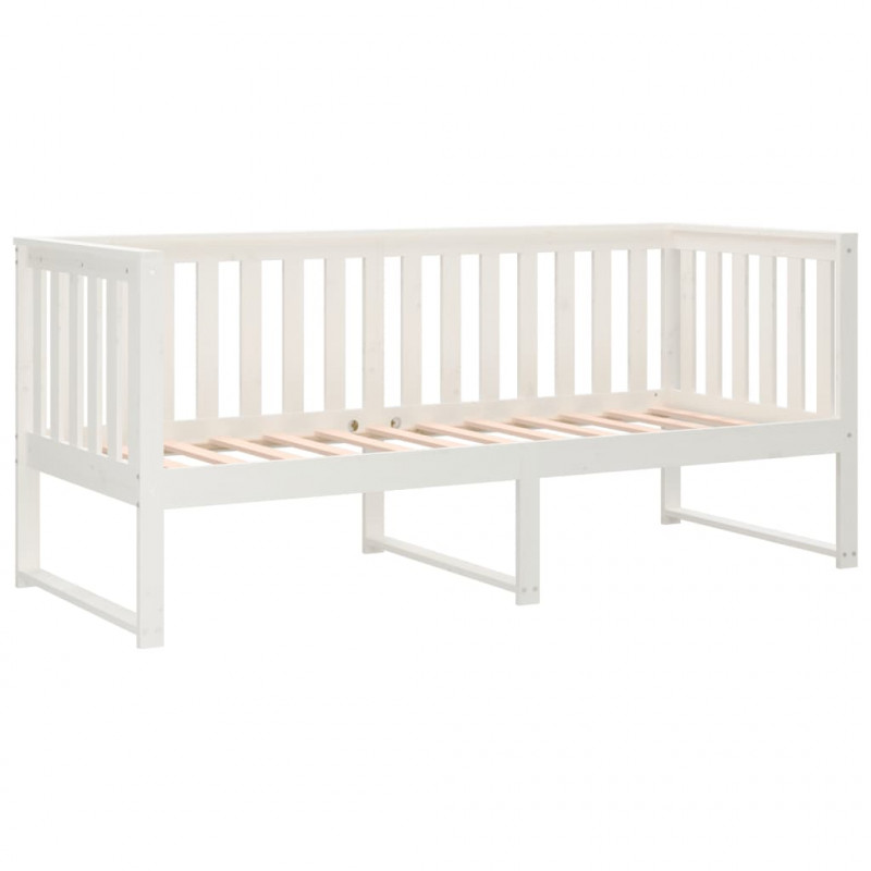 Łóżko dzienne bez materaca białe 75x190 cm lite drewno sosnowe