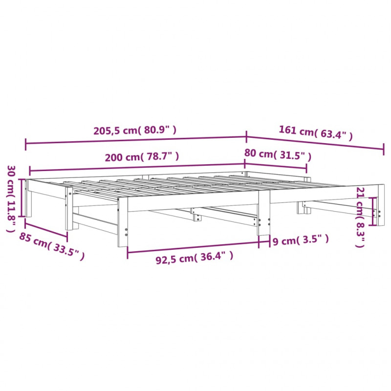 Łóżko rozsuwane, białe, 2x(80x200) cm, lite drewno sosnowe