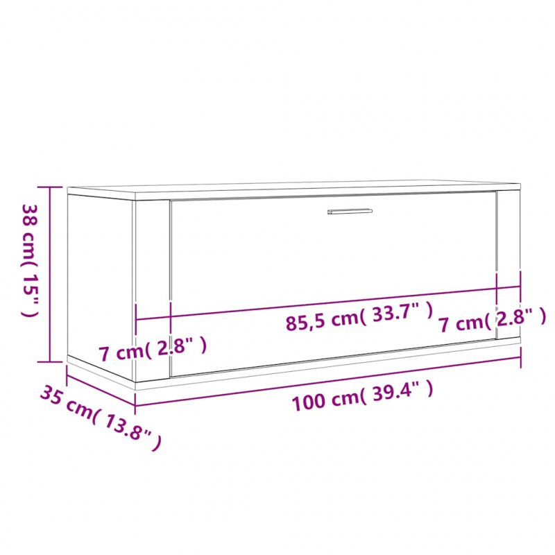 Półka na buty, biała, 100x35x38 cm, materiał drewnopochodny