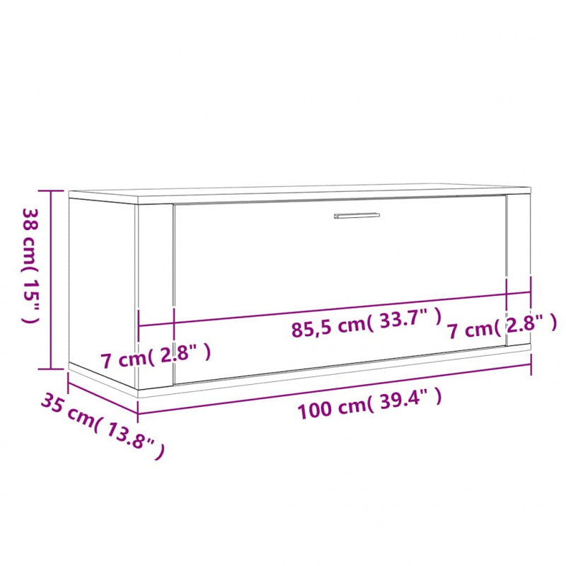 Szafka ścienne na buty, wysoki połysk, biała, 100x35x45 cm