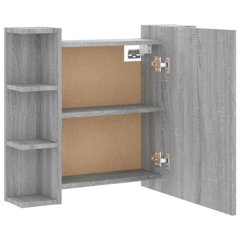 Szafka z lustrem i LED, szary dąb sonoma, 70x16,5x60 cm