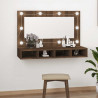 Szafka z lustrem i oświetleniem LED, brązowy dąb, 90x31,5x62 cm
