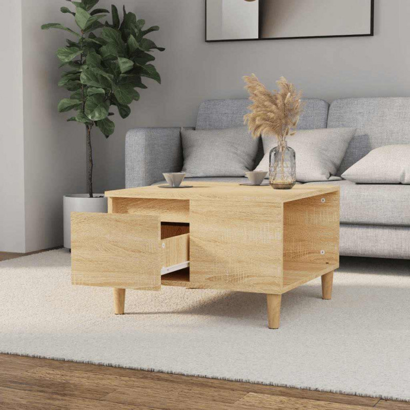 Stolik kawowy, dąb sonoma 55x55x36,5 cm materiał drewnopochodny
