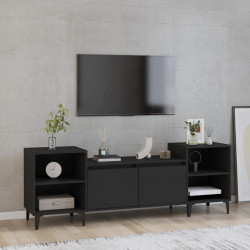 Szafka pod TV, czarna, 160x35x55 cm, materiał drewnopochodny