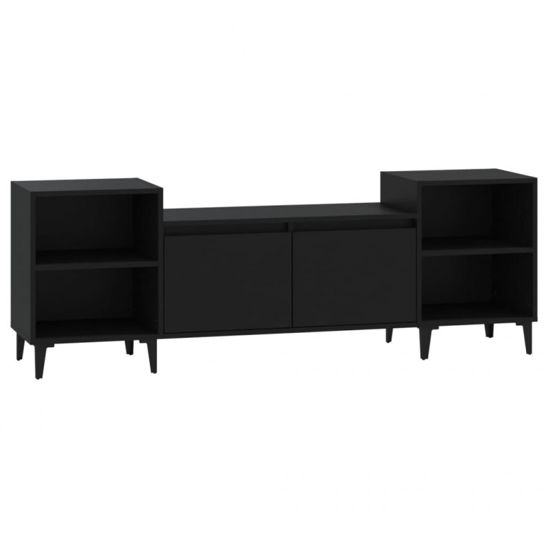 Szafka pod TV, czarna, 160x35x55 cm, materiał drewnopochodny