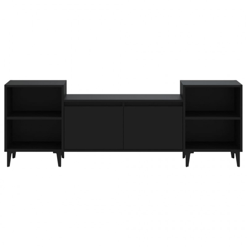 Szafka pod TV, czarna, 160x35x55 cm, materiał drewnopochodny