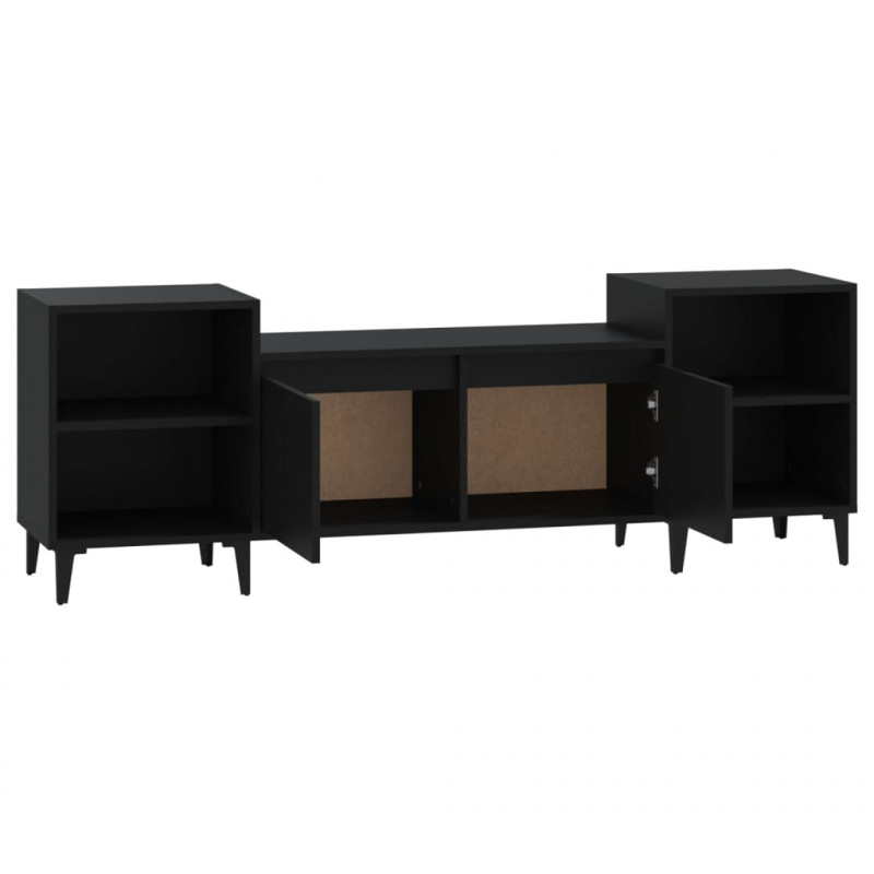 Szafka pod TV, czarna, 160x35x55 cm, materiał drewnopochodny