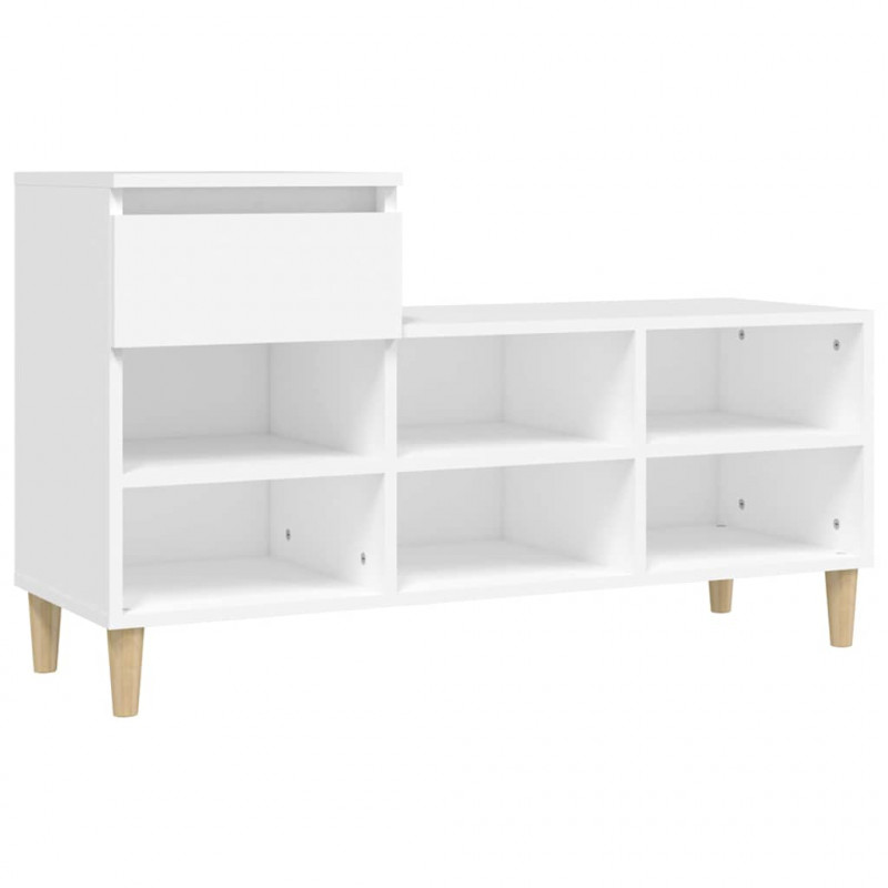 Półka na buty, biała, 102x36x60 cm, materiał drewnopochodny