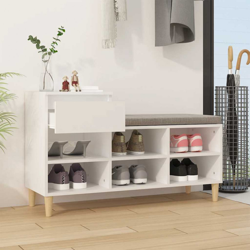 Półka na buty, biała, 102x36x60 cm, materiał drewnopochodny