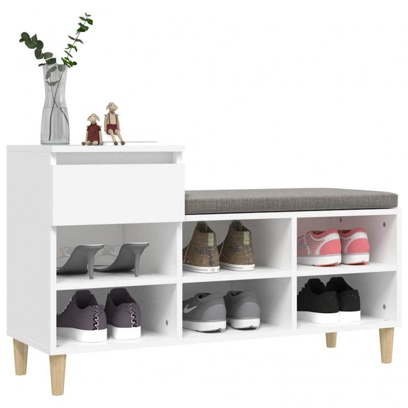 Półka na buty, biała, 102x36x60 cm, materiał drewnopochodny