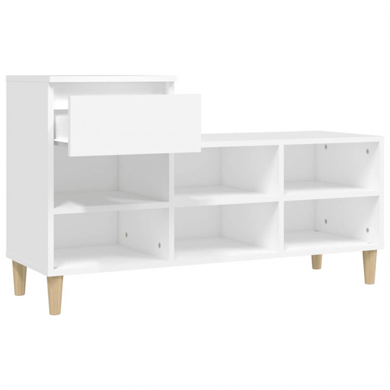 Półka na buty, biała, 102x36x60 cm, materiał drewnopochodny