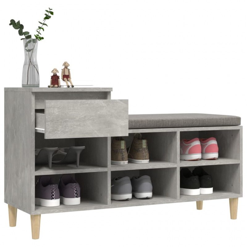 Szafka na buty, szarość betonu, 102x36x60 cm