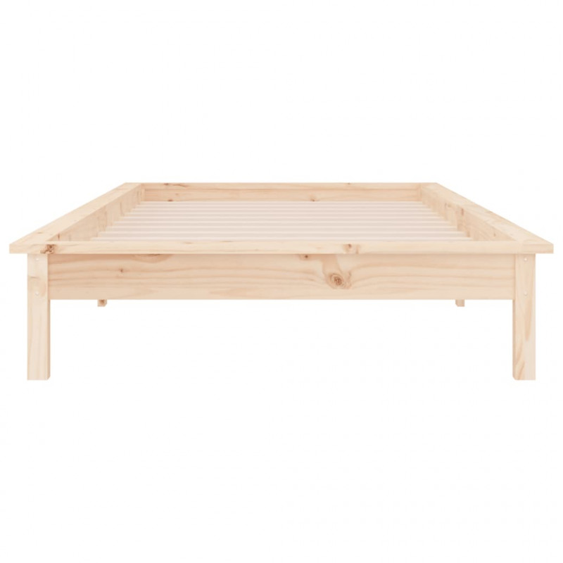 Rama łóżka z LED, 75x190 cm, pojedyncza, lite drewno