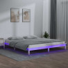 Rama łóżka z LED, biała, 120x190 cm, podwójna, lite drewno
