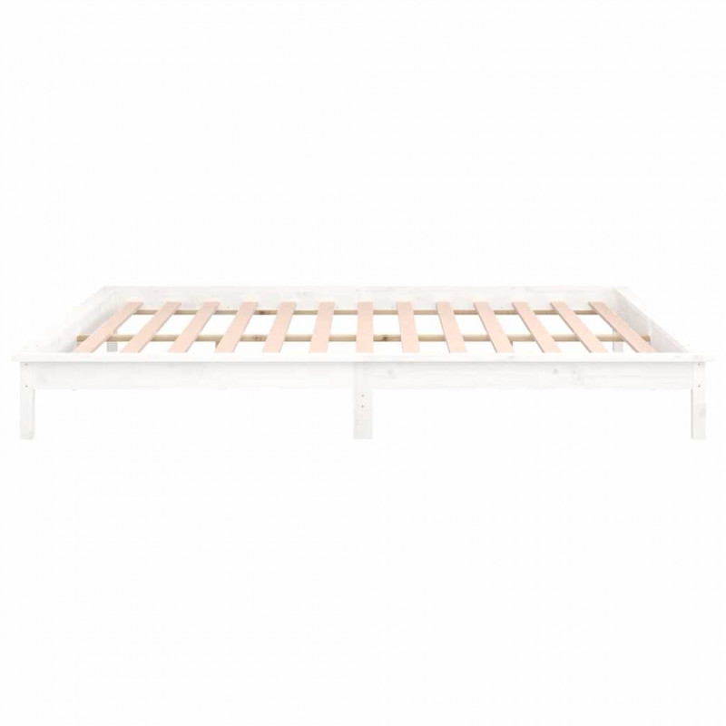 Rama łóżka z LED, biała, 120x190 cm, podwójna, lite drewno