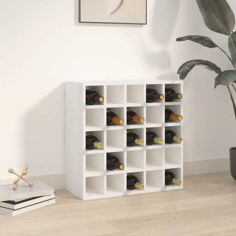 Szafka na wino biała 56x25x56 cm lite drewno sosnowe