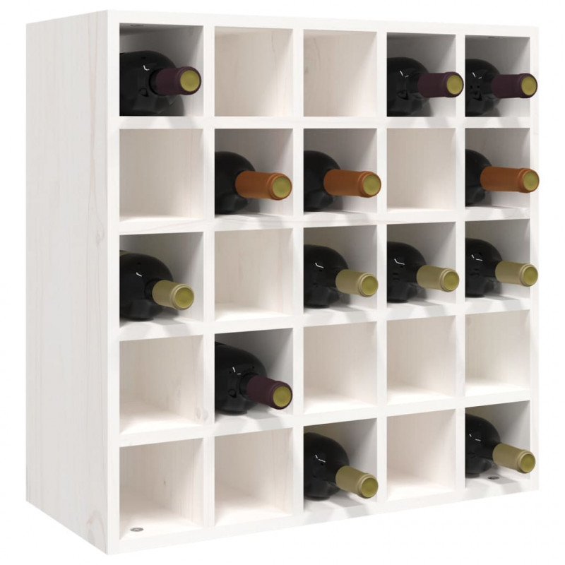 Szafka na wino biała 56x25x56 cm lite drewno sosnowe