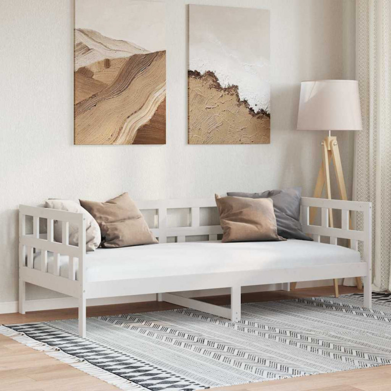 Łóżko dzienne, białe, lite drewno sosnowe, 80x200 cm