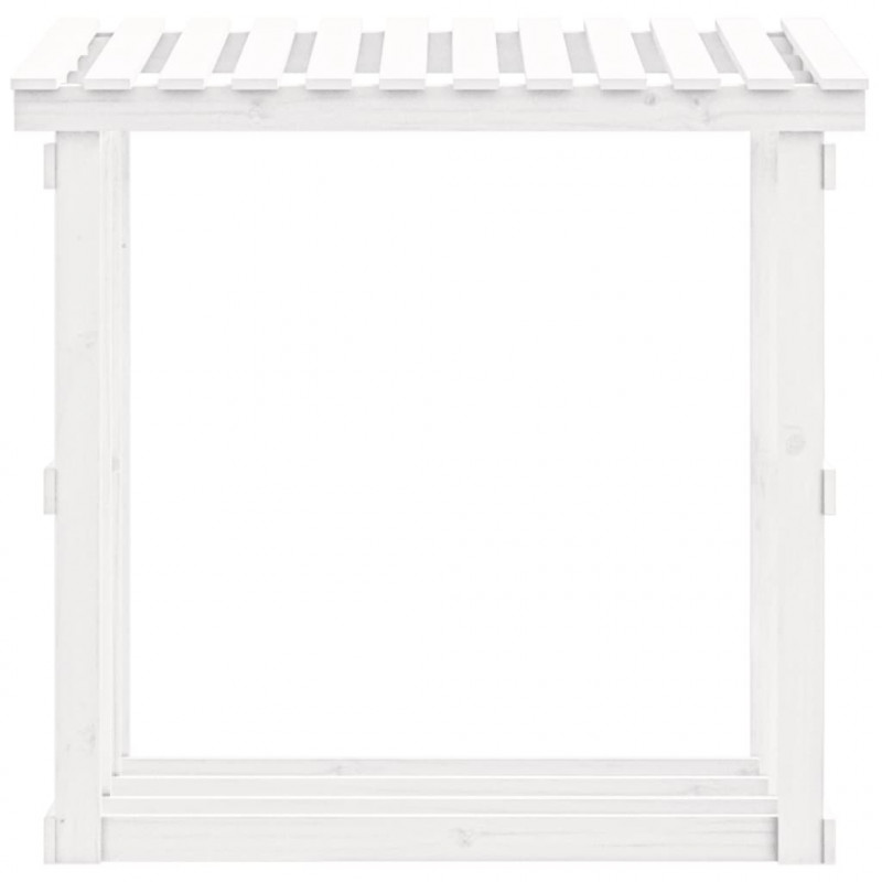 Stojak na drewno opałowe, biały, 108x64,5x109cm, drewno sosnowe