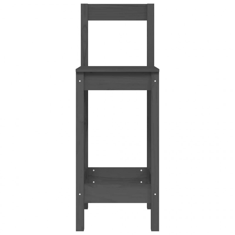 Stołki barowe 2 szt., szare 40x41,5x112 cm, lite drewno sosnowe