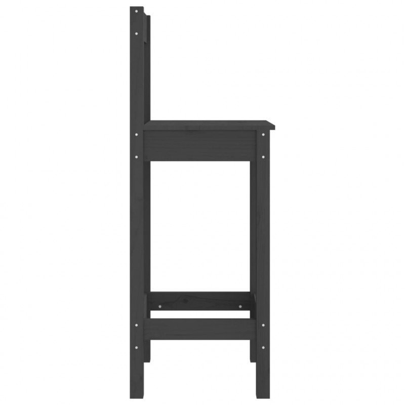 Stołki barowe 2 szt., szare 40x41,5x112 cm, lite drewno sosnowe